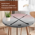 thumbnail image 4 of Pink Gray Ombre Round Tablecloth, Fitted Table Cover with Elastic for 45"-54" Round Tables, Black Hockey Sticks Minimalist Style Table Cloth Outdoor Indoor Dinning Party Waterproof Tablecloths, 4 of 7