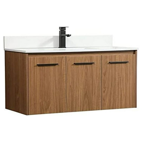 Elegant Decor Penn 40" Single Bathroom Vanity with Backsplash in Walnut Brown