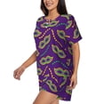 thumbnail image 2 of Bingfone Carnival Masks and Beads Print Pajamas Sets for Women Soft Short-Sleeved Pjs with Lounge Shorts Two Piece Sleepwear, 2 of 8
