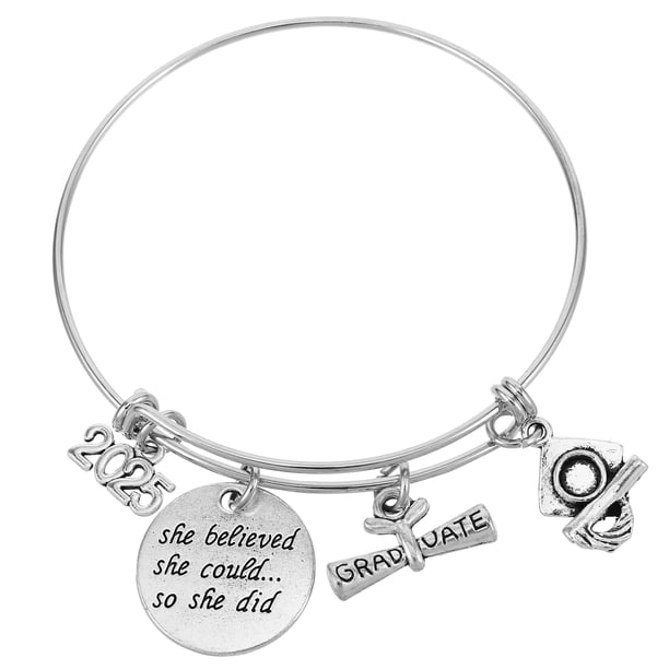Pulsera ajustable de metal para graduados de la Clase 2025 Regalo de graduación Joyería de graduación universitaria Pulsera de graduación