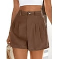 thumbnail image 4 of PRETTYGARDEN Womens Shorts Casual Summer Elastic High Waist Zipper Button Tailored Shorts Pleated Beach Vacation Outfits, 4 of 8