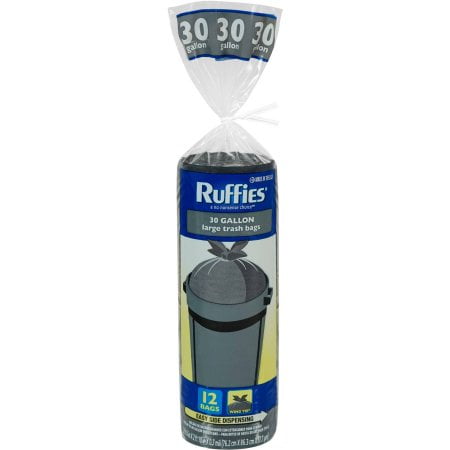 4 Large Bags - (4 Pack) Ruffies Large Trash Bags, 30 gallon, 12 count
