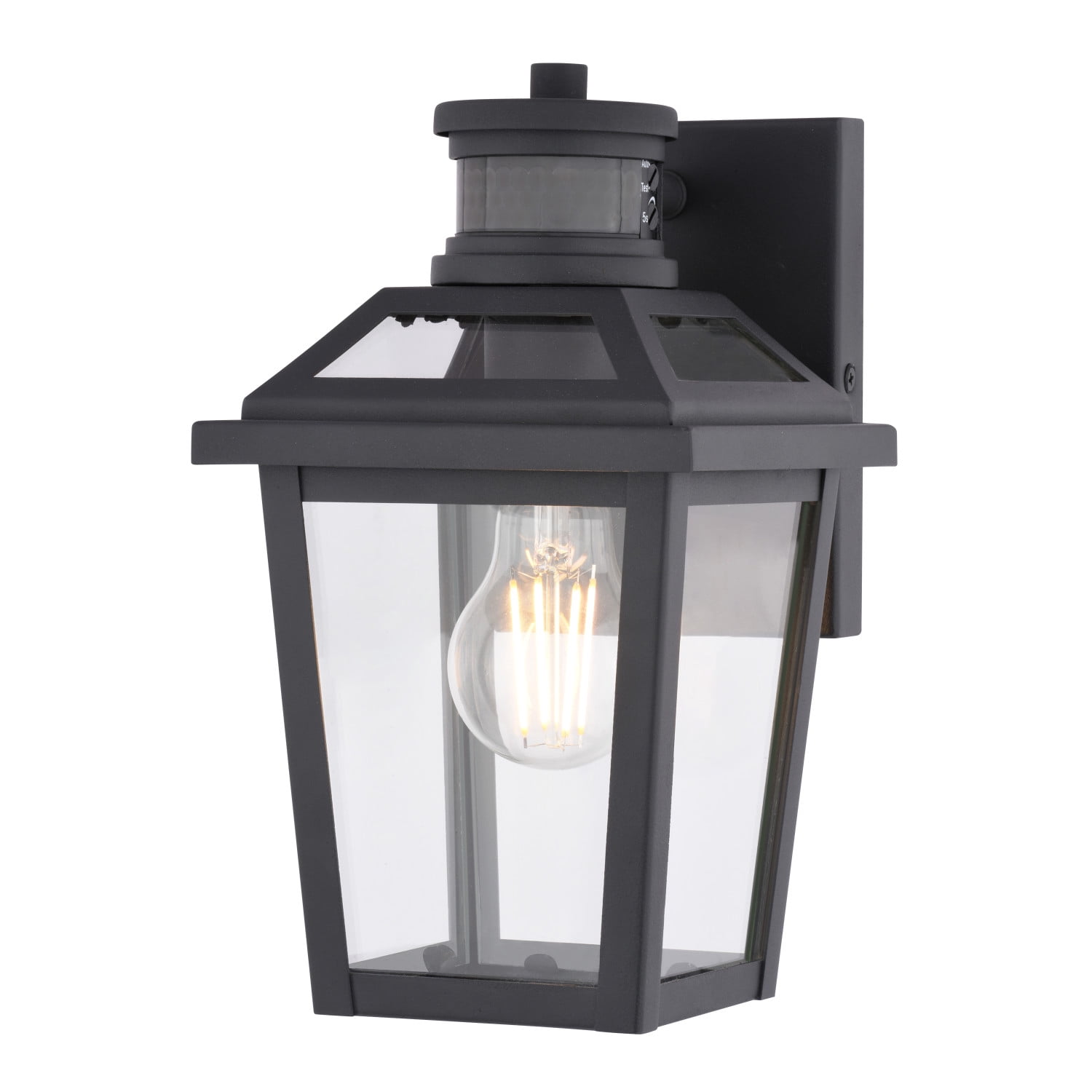 VAXCEL Hanover Park Black Motion Dusk to Dawn Outdoor Wall Sconce Light
