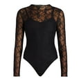 thumbnail image 4 of Madden NYC Women's and Women's Plus Lace Bodysuit with Long Sleeves, Sizes XS-4X, 4 of 6