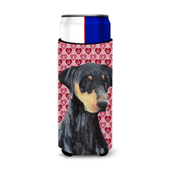 Carolines Treasures SC9262MUK Doberman Hearts Love and Valentines Day Portrait Ultra Hugger for slim cans Slim Can