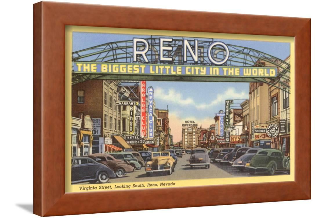 Virginia Street, Reno, Nevada Framed Print Wall Art