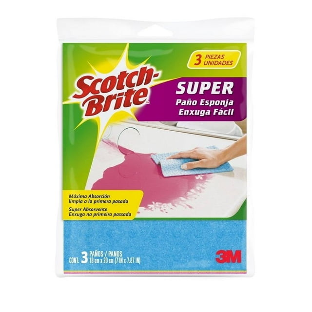 Paño de esponja Scotch Brite máxima absorción 3 piezas