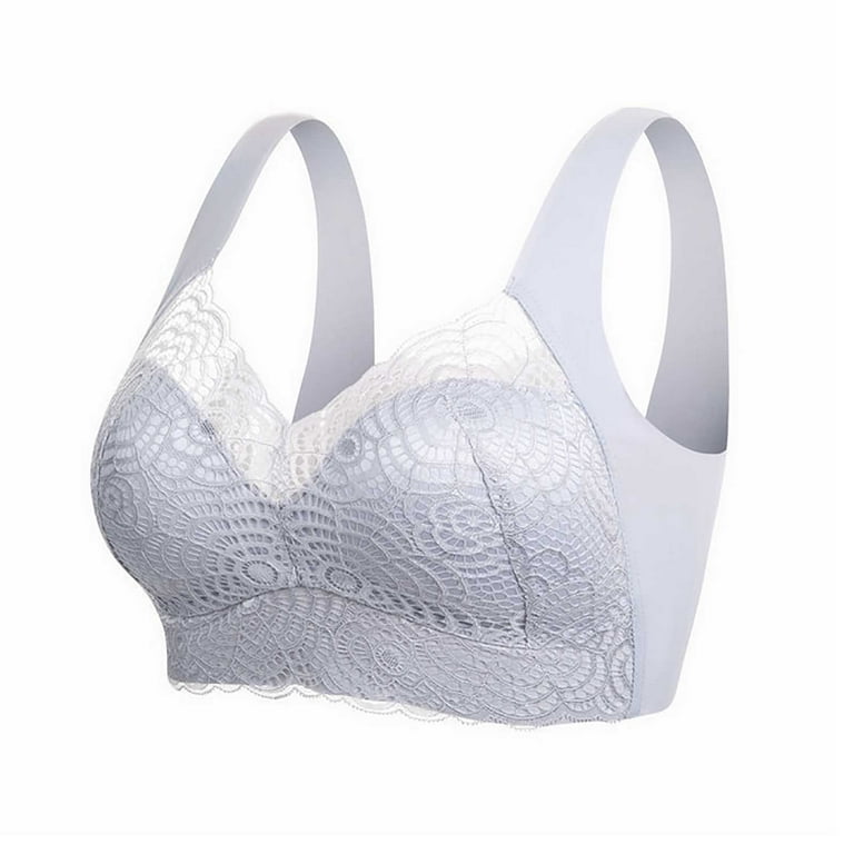 2023 Summer Savings! Bras for Womens,loopsun Ladies Traceless Comfortable  No Steel Ring Lace Breathable Gathering Bra Woman Underwear 