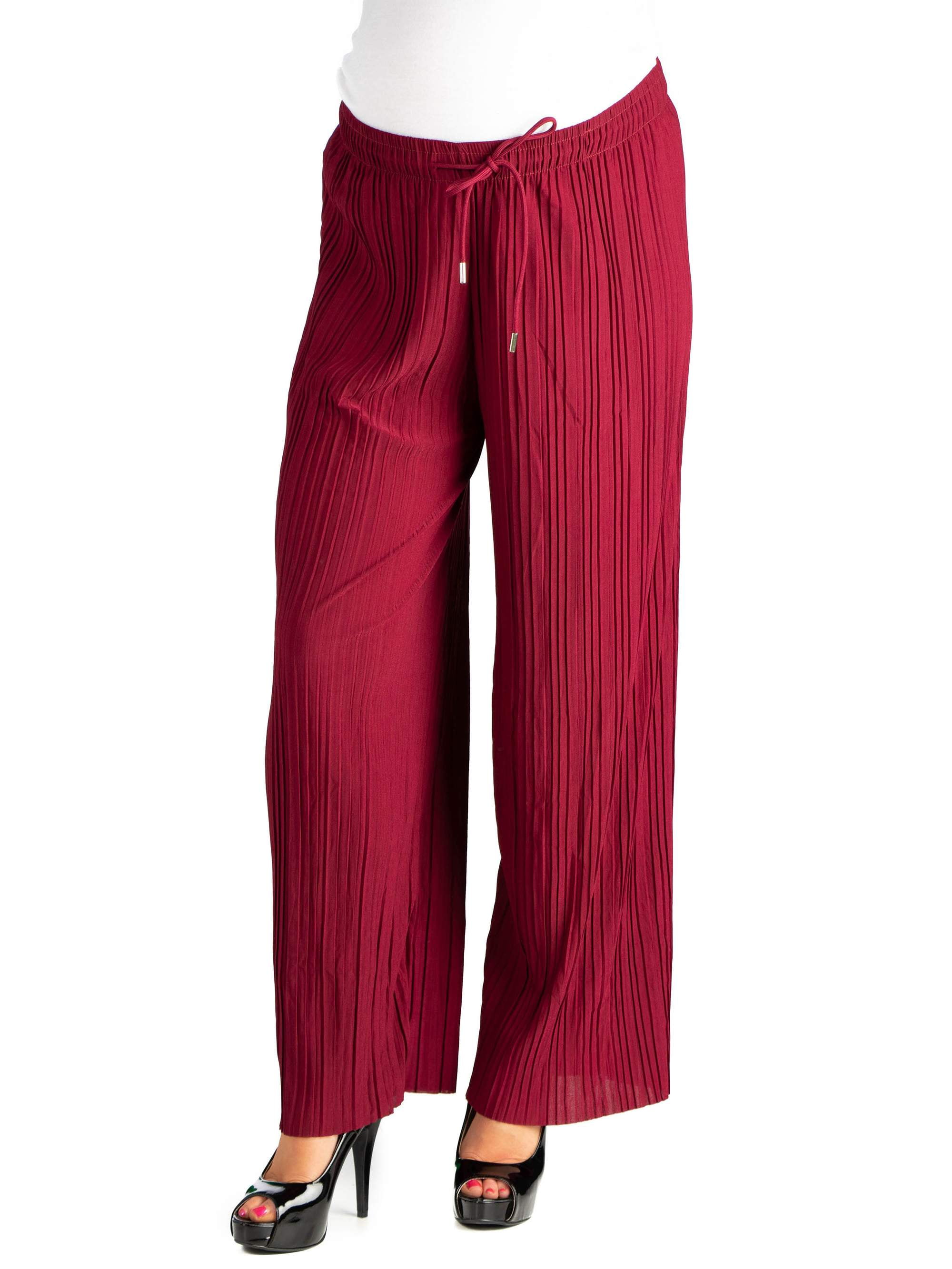 24seven Comfort Apparel Pleated Wide Leg Drawstring Maternity Pants