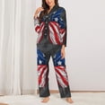 thumbnail image 2 of Balery Butterfly With USA Flag Pattern Pajama Sets for Women Long Sleeve 2 Piece Sleepwear Loungewear Sets Soft PJ's with Pockets Long Sleeve Comfy Pj Sets-Small, 2 of 7