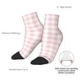 thumbnail image 6 of Fuzoiu Pink Checkboard Print Adult Socks, Crew Moisture-wicking Socks, Unisex Cushion Crew Socks,Casual Sports Ankle Socks, 6 of 7