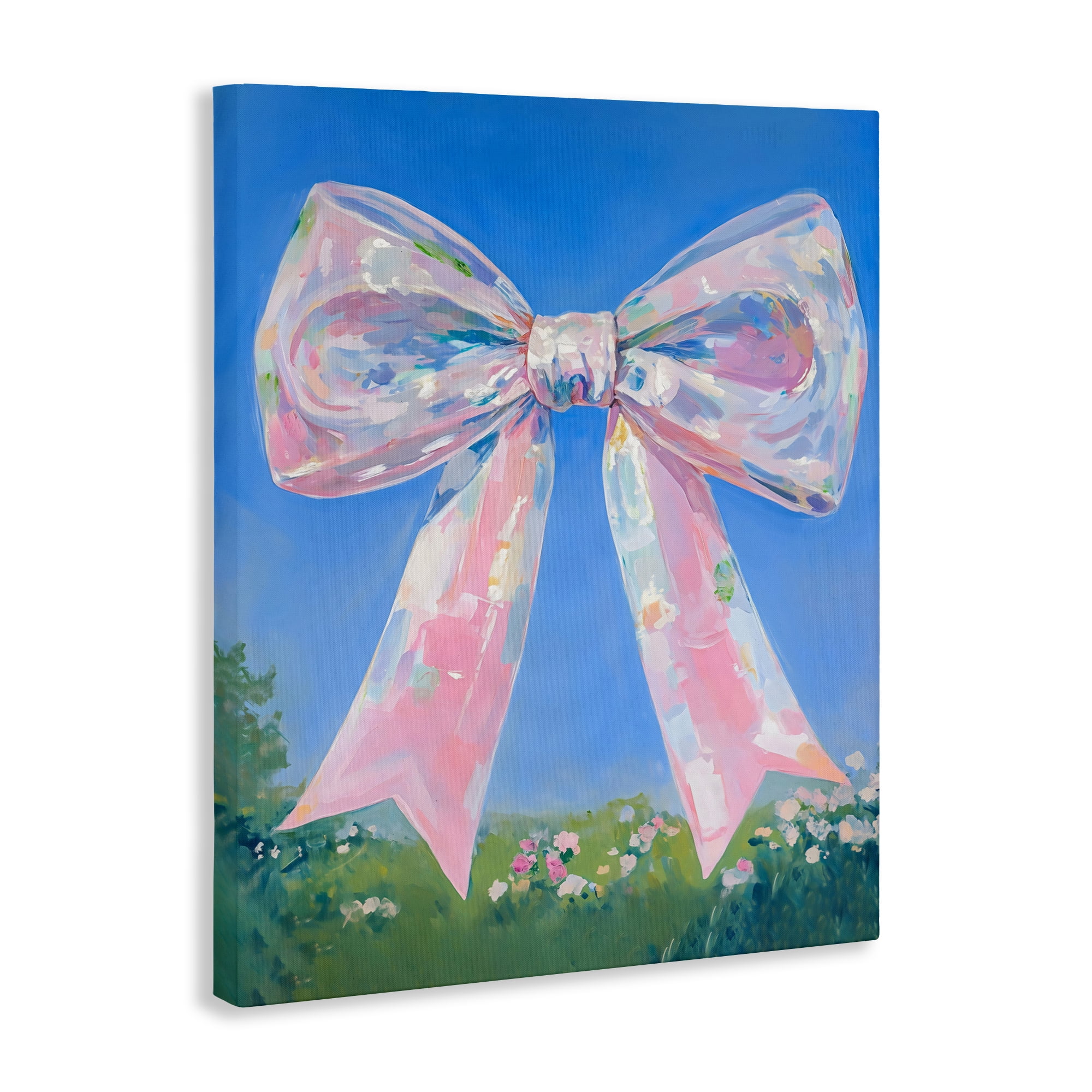 Stupell Industries Iridescent Pink Bow in Meadow Canvas Wall Art, design by The Prints Vibe