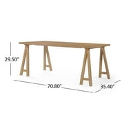Christopher Knight Home 7-Piece Dining Set, Solid Wood Table with 6 Upholstered Dining Chairs, Wheat+Oak