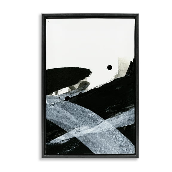 Stupell Industries Bold Gradient Movement Abstract Painting Black Floater Framed Canvas Art Print Wall Art, 17 x 25