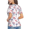 thumbnail image 3 of Vsdgher Lavender Flowers Women Shirts V Neck Short Sleeve Tops T-Shirt Basic Tees, S to 3XL3X-Large, 3 of 5