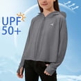 thumbnail image 2 of HAOTAGS Athletic Jackets for Girls,Long Sleeve UPF 50+ Full Front Zip Breathable Sun Protection Jacket Gray 11-12 T, 2 of 7