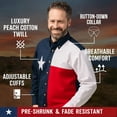thumbnail image 3 of Texas Flag Lone Star Twill Shirt Men Long Sleeves Button Down 100% Cotton, Soft, Breathable, Full Cut, Casual, 3 of 6
