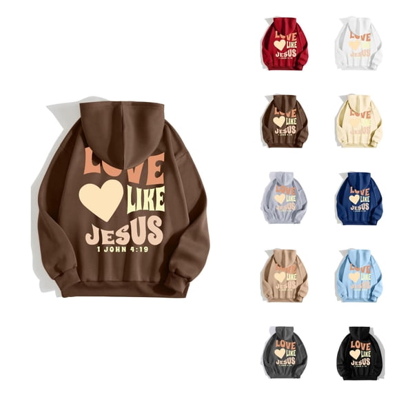 Christian Hoodie for Women 2026 Fashion Long Sleeve Christian Bible Verse Hoodie Sweatshirt with Pockets Pullover Top