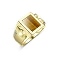thumbnail image 4 of RYLOS Men's Rings Yellow Gold Plated Silver Designer Ring Tiger Head On Both Sides Diamond in the Eyes and Tiger Eye Rings For Men Size 8, 4 of 5