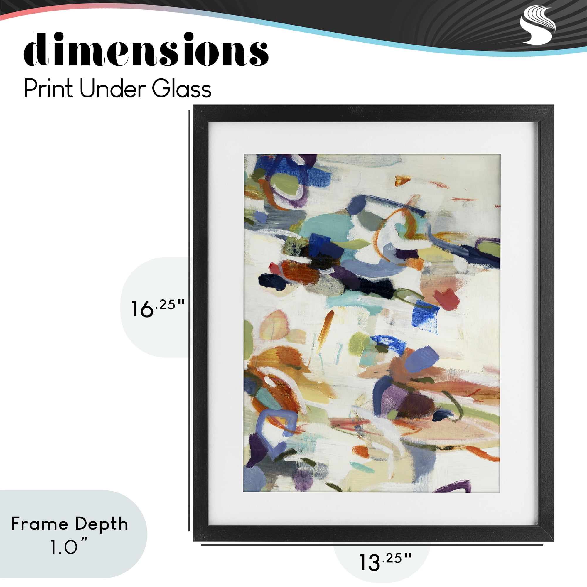 Stupell Industries Flowing Stippled Brushstrokes Black Framed Print Under Glass, design by Lisa Ridgers