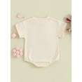 thumbnail image 3 of Infant Baby Girls Romper, Easter Short Sleeve Crew Neck Embroidery Letters Jumpsuit, 3 of 8