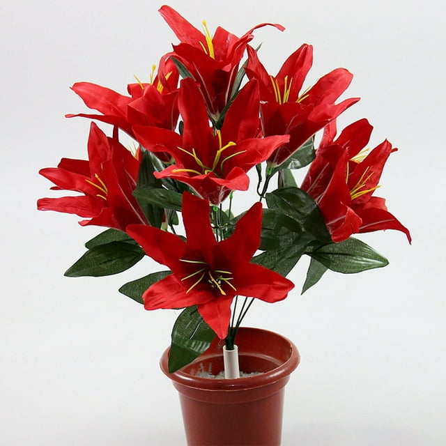 Ruiboury Silk Artificial Flower Artificial Flowers For Decoration Artificial Flower For Wedding Decoration red 1Set