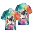 thumbnail image 3 of Funny Watercolor Adorable Pug Peeking Through Torn Paper Effect Hawaiian Shirt Breathable Summer Unisex Merch Dog Lover Gifts - 00026, 3 of 6