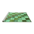 thumbnail image 2 of Ahgly Company Machine Washable Indoor Round Checkered Turquoise Blue Modern Area Rugs, 4' Round, 2 of 4