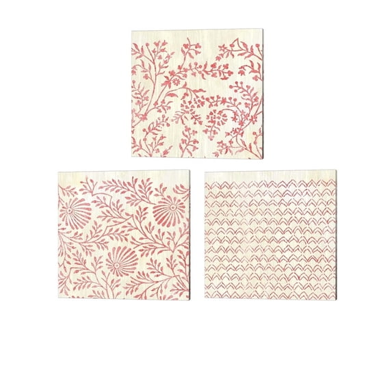 Metaverse June Erica Vess 'Weathered Patternsn Red' Canvas Art (Set of 3)