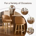 thumbnail image 5 of ReNest 27" Counter Height Bar Stools, Upholstered Barrel Back Barstools with Solid Wood Legs & Footrest, for Kitchen Island & Home Bar, Camel Faux Leather, Set of 2, 5 of 16