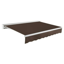 Awntech 20 Ft Destin Right Motorized Heavy Duty Patio Retractable Awning with Protective Hood (240in x 10.38in x 120in), Brown