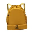 thumbnail image 3 of Mochila deportiva con cordón y compartimento para zapatos, bolsa de deporte de viaje, mochila, bolsa impermeable para año Nuevo, atletismo, fútbol, ​​ Caqui, 3 of 10