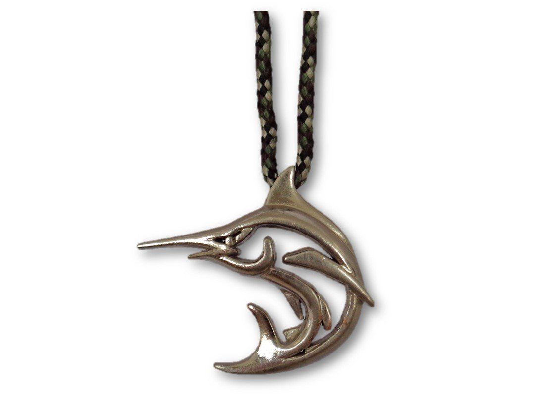 Angler Metal Rear View Marlin Mirror Hanger Brushed Nickel Finish