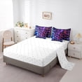 thumbnail image 5 of jejeloiu Neon Honeycomb Hexagon 7-Piece Twin Bedding Sets,Modern Geometric Abstract Bedding Comforter Set,Gradient Pink Blue Black Sheet Sets For Adults,Super Cozy Room Decor Reversible, 5 of 8