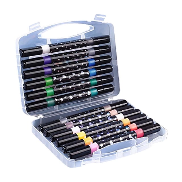 A Dual Tip Glitter Marker Pen 12 Pcs Set Soft Tip Sparkle Gel Pen For Drawing Coloring Journaling School Art Supplies Metallic Pearl Ink No Bleed
