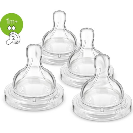Philips Avent Anti-colic baby bottle slow flow nipple, 4pk, (Best Slow Flow Bottles)