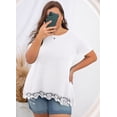 thumbnail image 5 of Cueply Plus Size Tops for Women Summer Casual Womens Short Sleeve Crew Neck Lace Shirts Tunic Blouses, 5 of 6