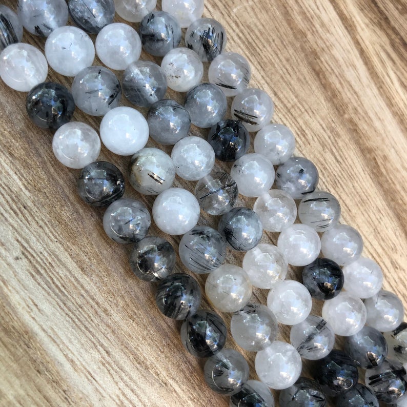 Stunning Natural Black Rutile Oval Beads Real Genuine Rutile Gemstone Smooth Beads 8/'/' Inch Strand