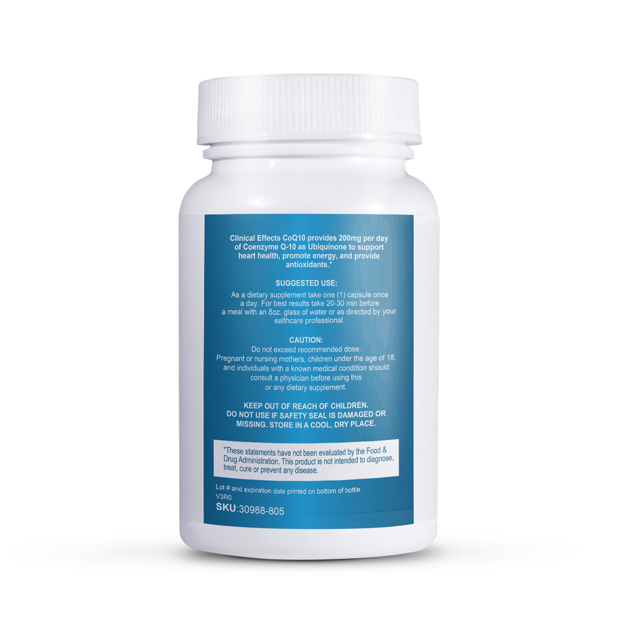 Clinical Effects CoQ10 Supplement - Coenzyme Q10 200mg - 30-Day Supply - Ubiquinone Antioxidant Supplement for Heart Health, Cognitive Functions and Energy Support - 1 Capsule a Day - Made in The USA