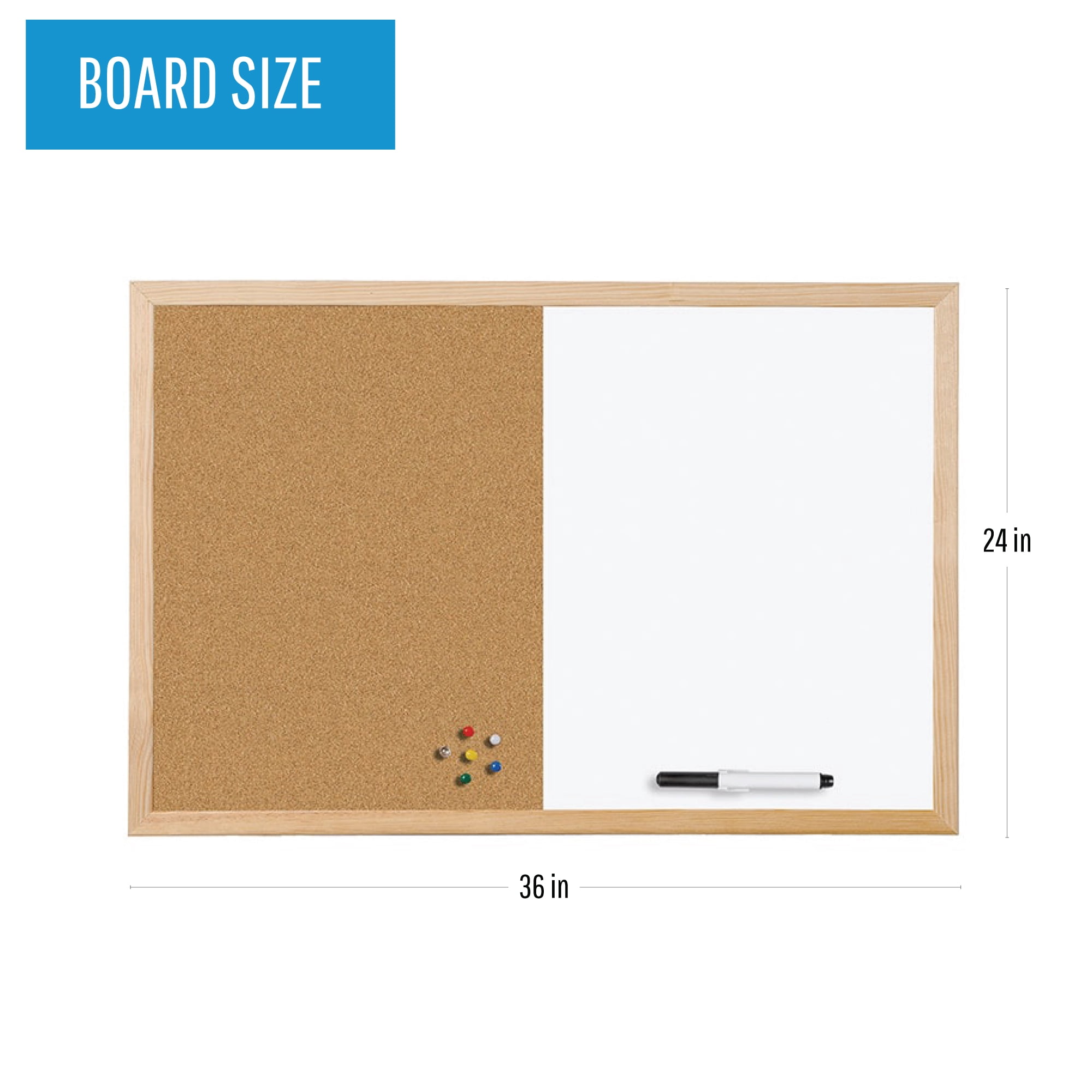 MasterVision Cork Dry Erase Bulletin Board, 24" x 36"