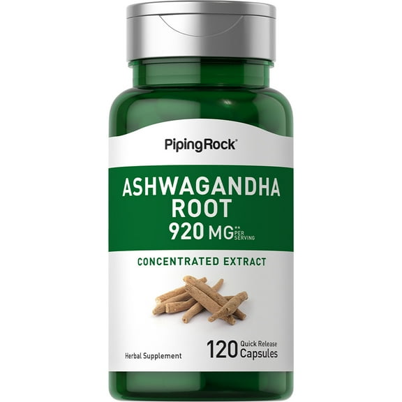 Ashwagandha Capsules 460mg | 120 Count | Herbal Supplement | by Piping Rock