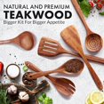 thumbnail image 2 of Extra-Large 6-Piece Wooden Spoon Set - Smooth Teak Cooking Utensils - Comfort-Grip Non-Stick Turner, Spatula, Skimmer, Fork, Serving Spoon, 2 of 9
