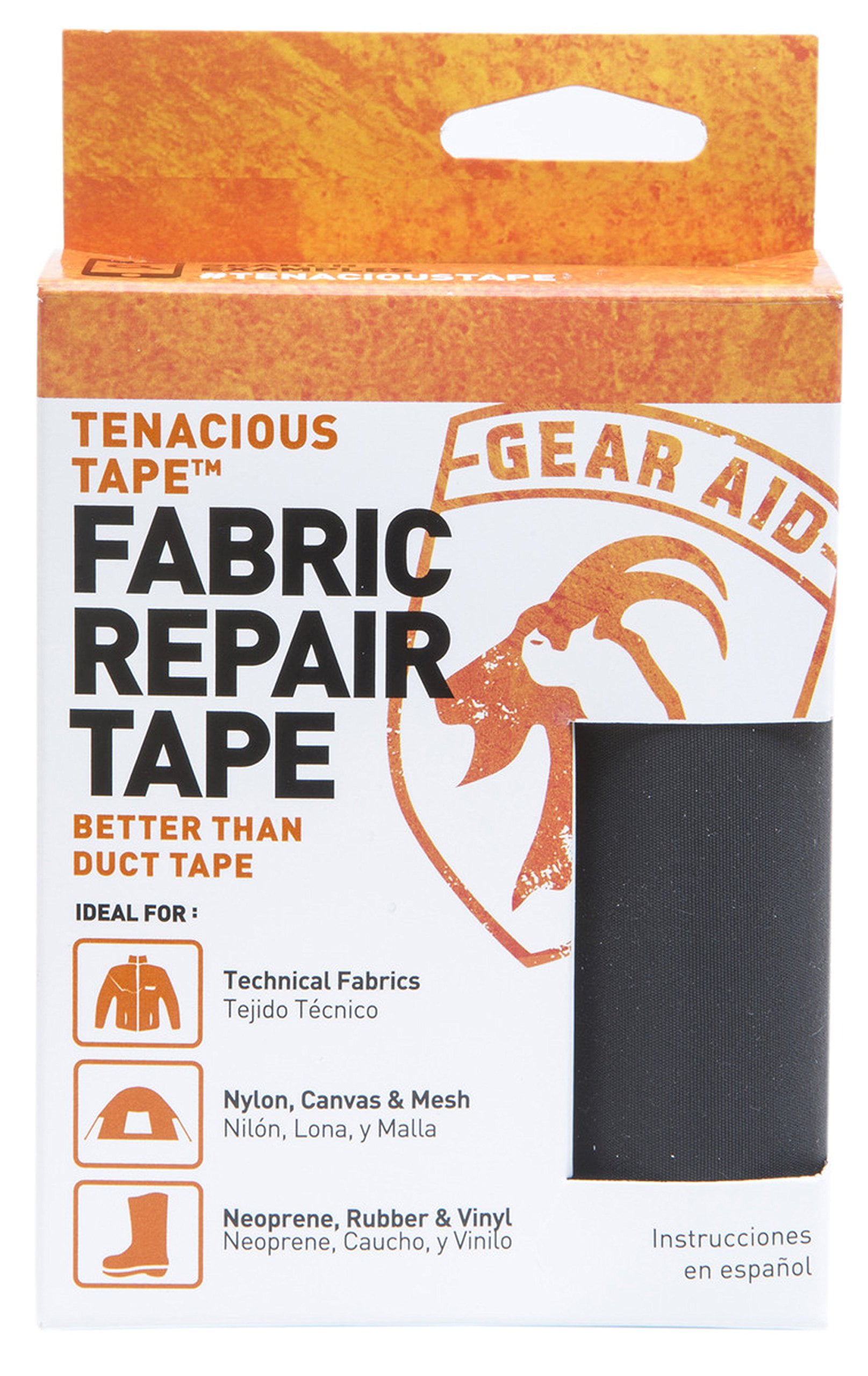  GEAR AID Tenacious Tape Nylon Repair Tape for Fabric and Vinyl,  3” x 20”, Black & Aquaseal FD Flexible Repair Adhesive for Outdoor Gear and  Vinyl, Clear Glue, 0.75 oz, Model:10110 