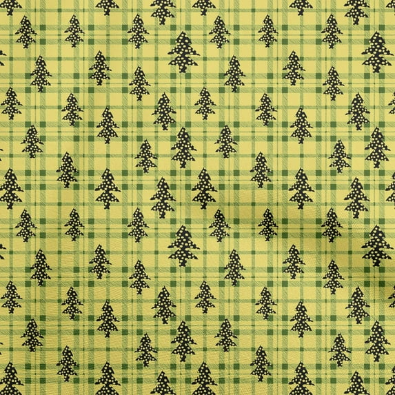oneOone Viscose Jersey Yellow Fabric Christmas Tree Dress Material Fabric Print Fabric By The Yard 60 Inch Wide