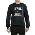 thumbnail image 2 of Wild Bobby Jesus Is Coming Are You Ready? Inspirational/Christian Unisex Crewneck Graphic Sweatshirt, Black, Small, 2 of 5
