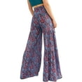 thumbnail image 2 of Seyurigaoka Women's Boho Belted Palazzo Pants, Bohemian High Waist Floral/Plaid/Paisley Print Loose Beach Pants, 2 of 3