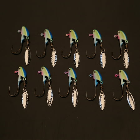 Casting Fishing Bait Lures with Spinner Spoon Fishing Hooks Tackle (blue)