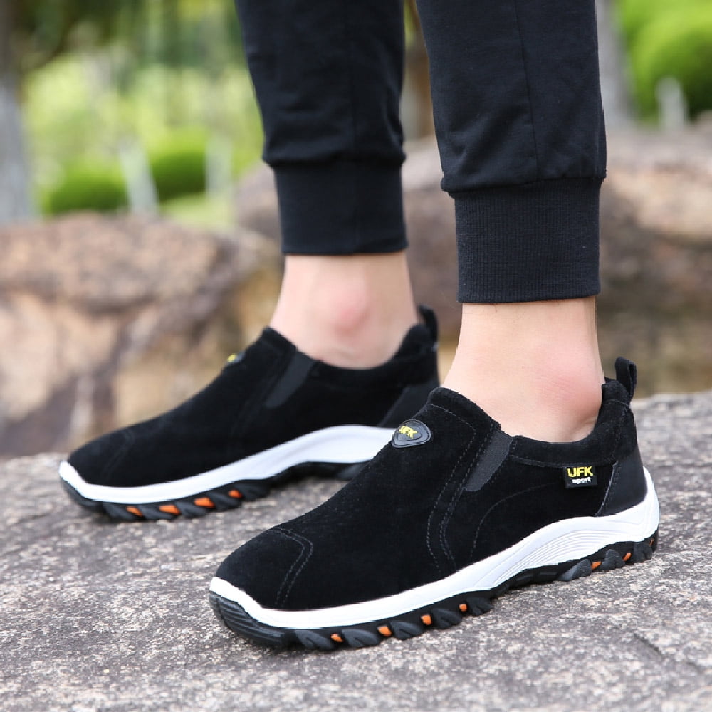 Mens Hiking Mountaineering Shoes Outdoor Breathable Trekking Sneakers Lightweight Comfortable Non-slip Casual Shoes Black 10.5 US
