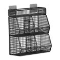 thumbnail image 1 of Cesta de alambre de metal colgante Cesta de alambre de cebolla Cuatro cuadrículas Organizador práctico Muro Montado para la cafetería de apartamentos Negro, 1 of 8