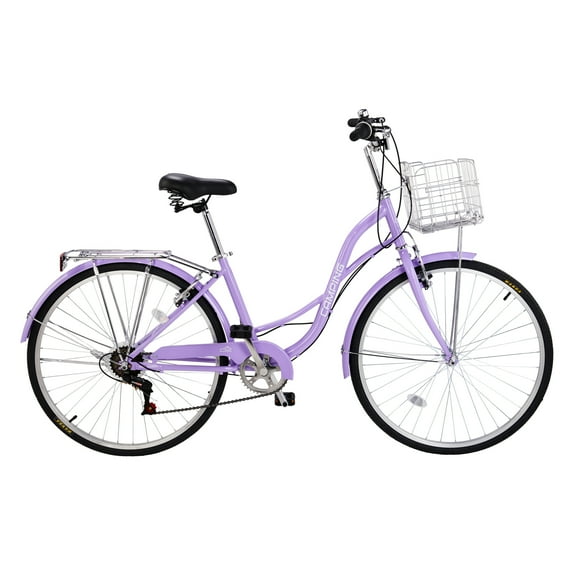 UBesGoo 26" Women's City Bike with 7-Speed, Adjustable Seat, Purple